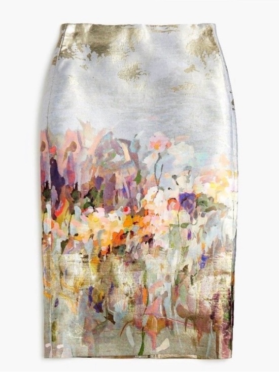 J. Crew Dresses & Skirts - J.Crew Collection painted waterfall silk pencil skirt 4/6
